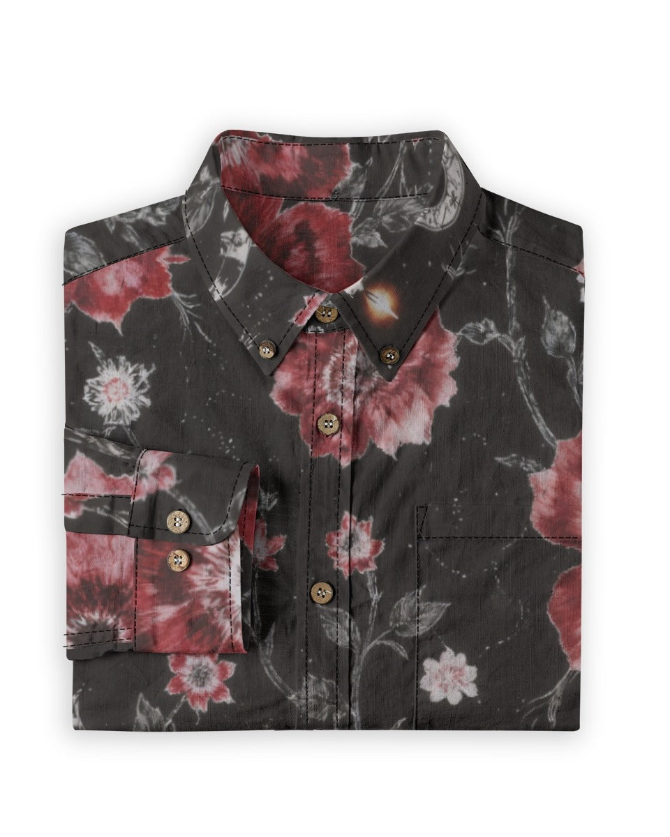 THISTLE by Riffhaus - Men's Casual Lapel Long Sleeve Cotton Shirt - Florence + The Machine Riff