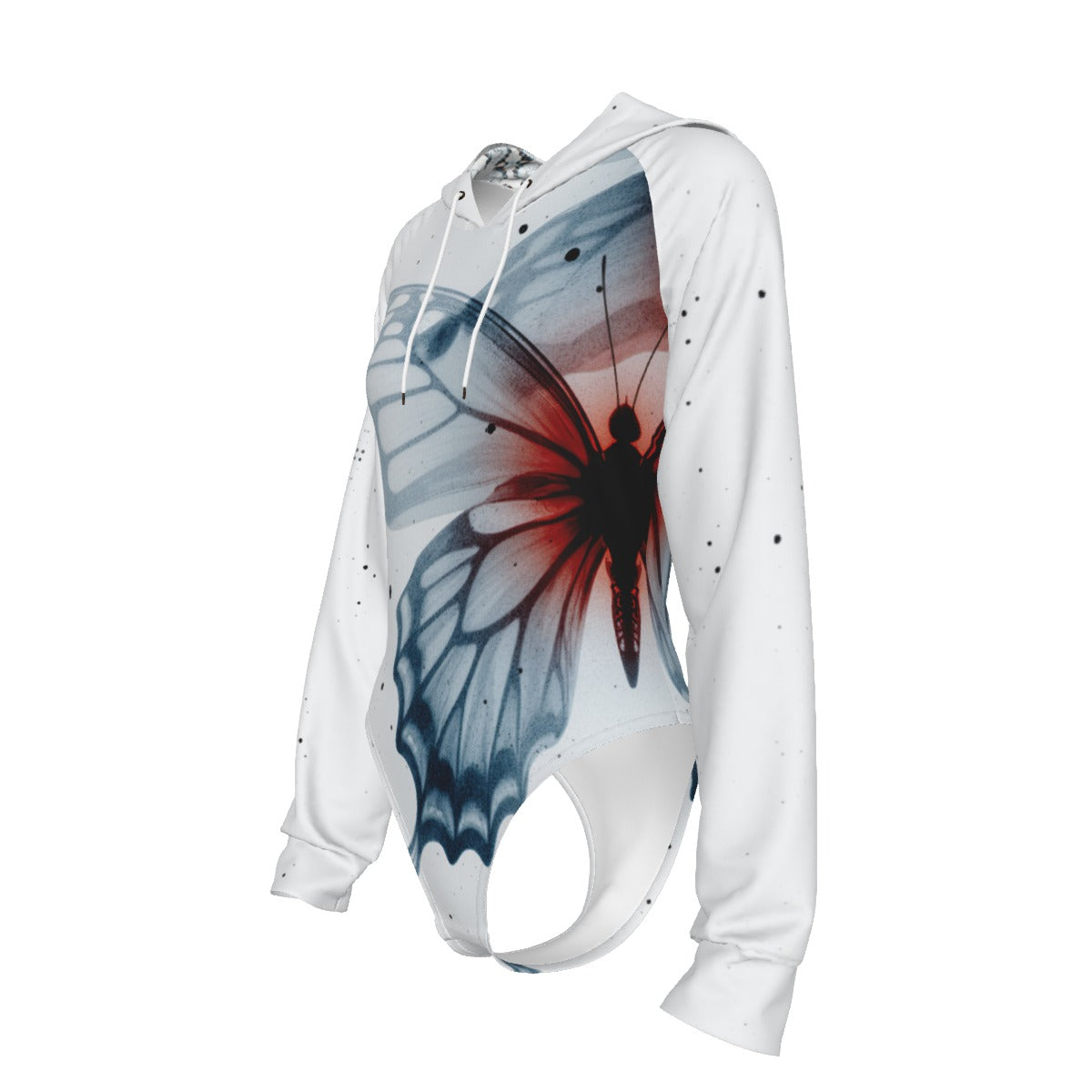 PINNED DOWN by Riffhaus - Women's Raglan Sleeve Hooded Bodysuit - Sofia Isella Riff
