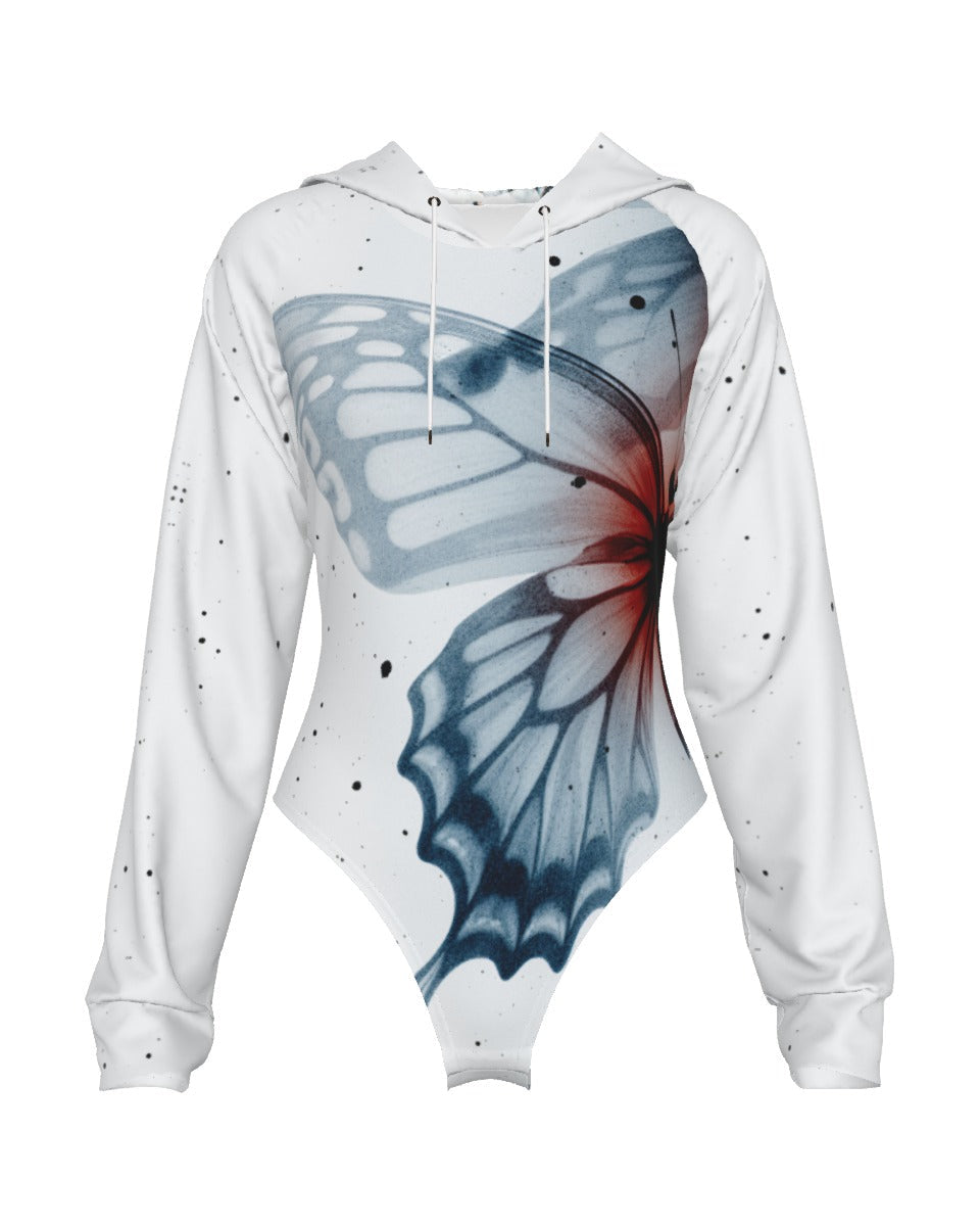 PINNED DOWN by Riffhaus - Women's Raglan Sleeve Hooded Bodysuit - Sofia Isella Riff