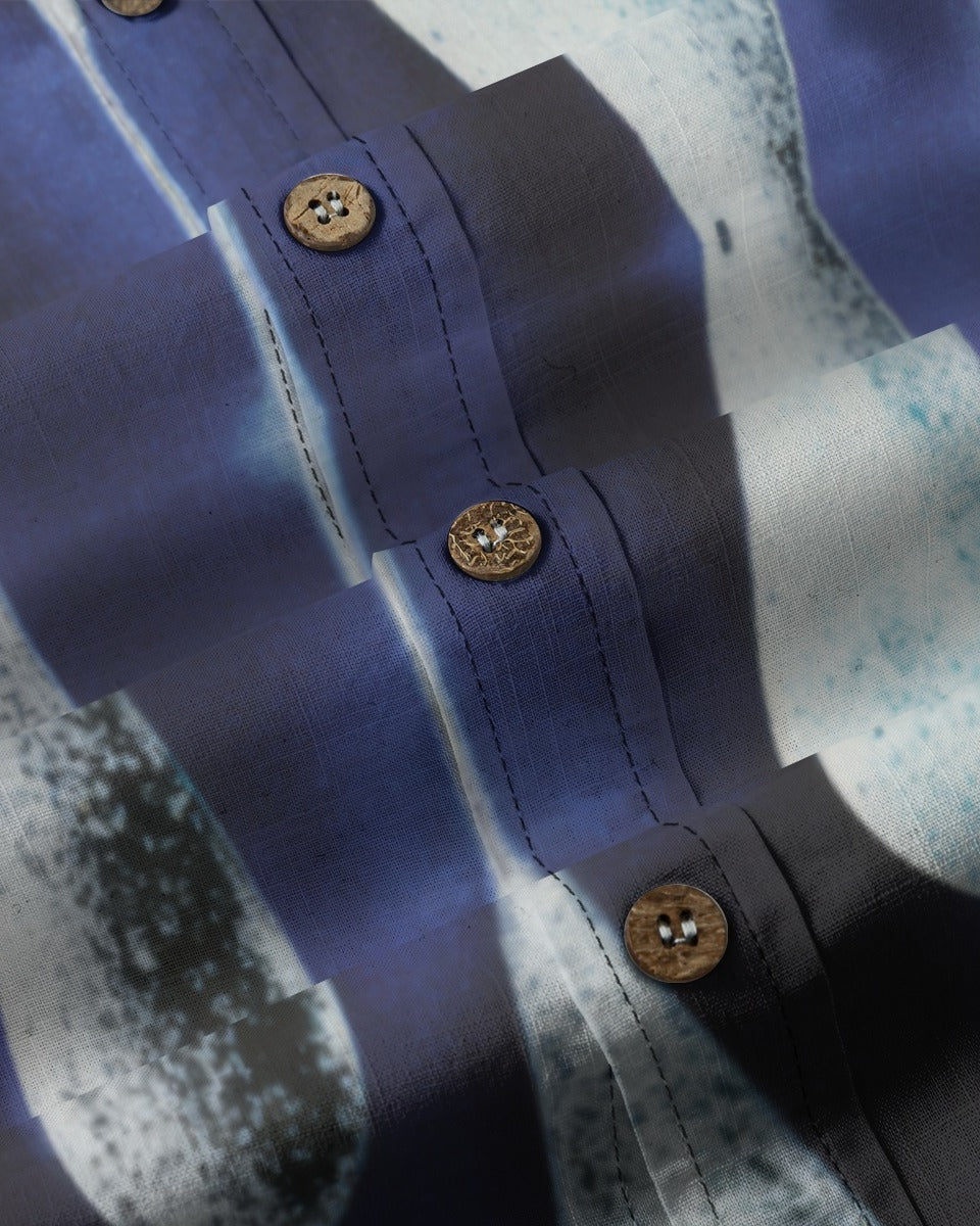 TEARS by Riffhaus - Casual Lapel Long Sleeve Shirt 100% Cotton - Aurora Frozen Riff