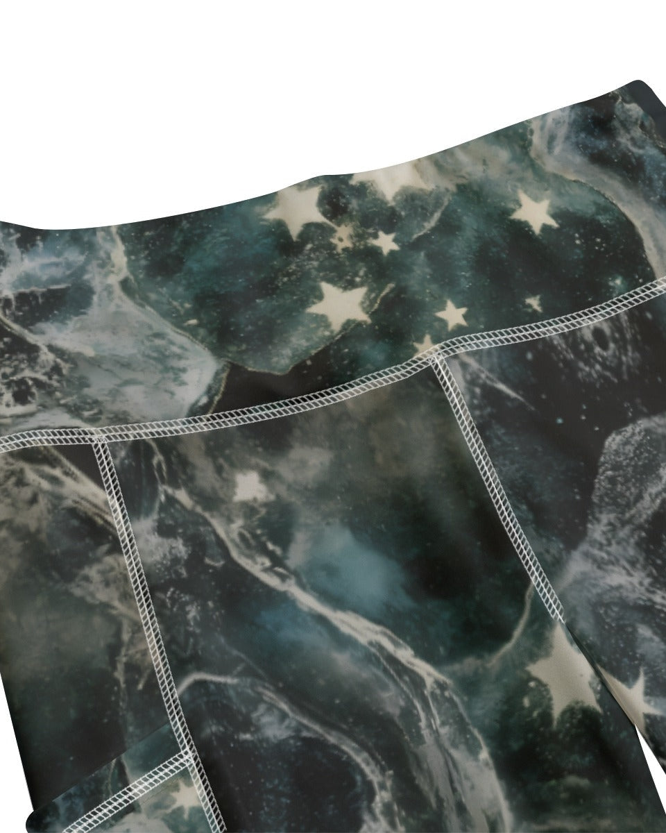 LAST STAR by Riffhaus - Functional Women's Yoga Leggings With Side Pockets - Aurora Frozen Riff