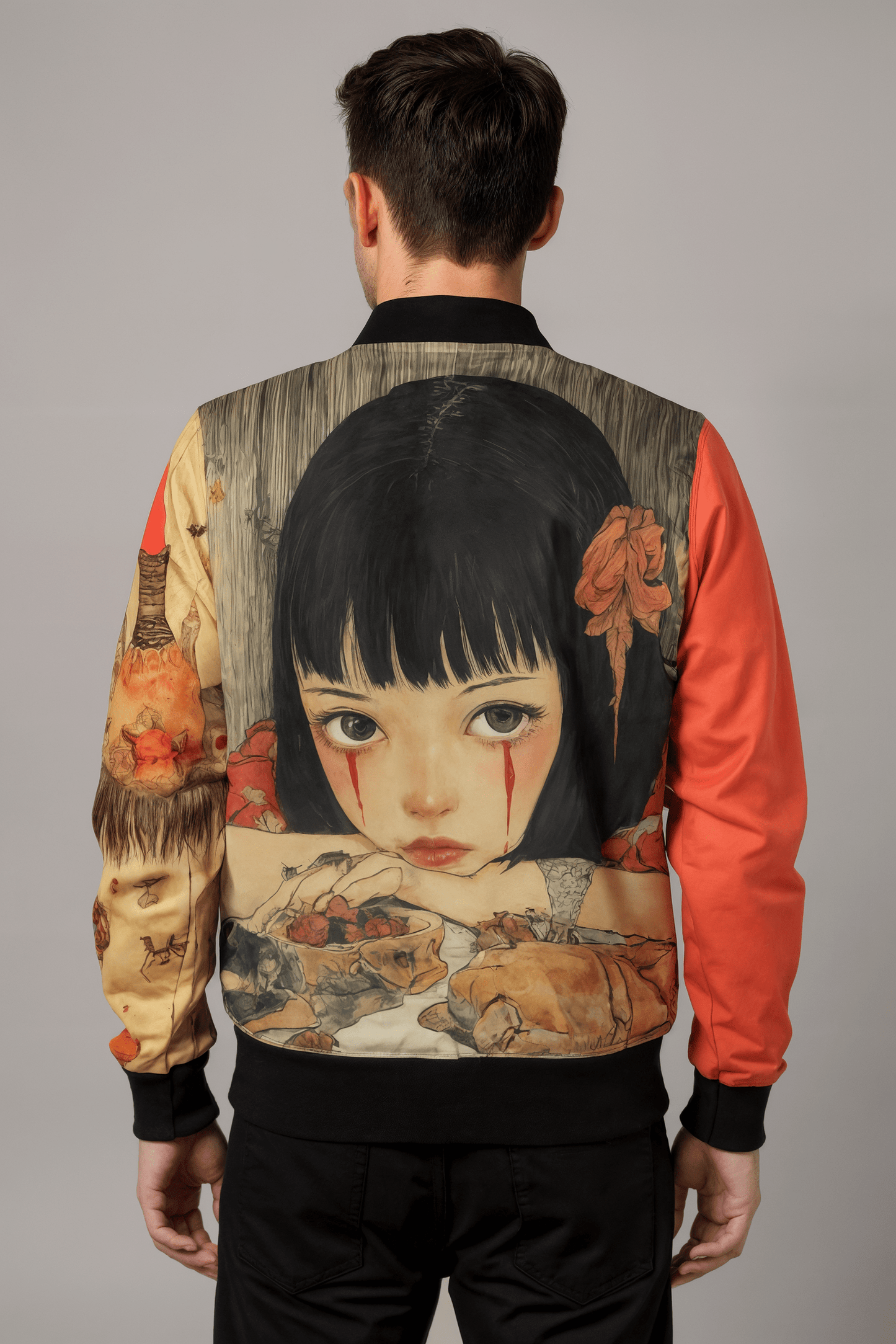 SAD WOMEN by Riffhaus - Unisex REVERSIBLE Bomber – Silk/Cotton - Statement Print Japanese Breakfast Melancholy Riff