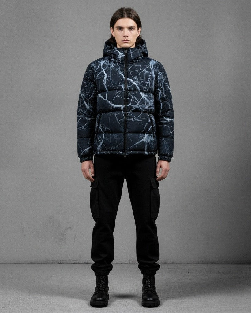 SHATTERED by Riffhaus - Unisex Down Jacket - Aurora Frozen Riff