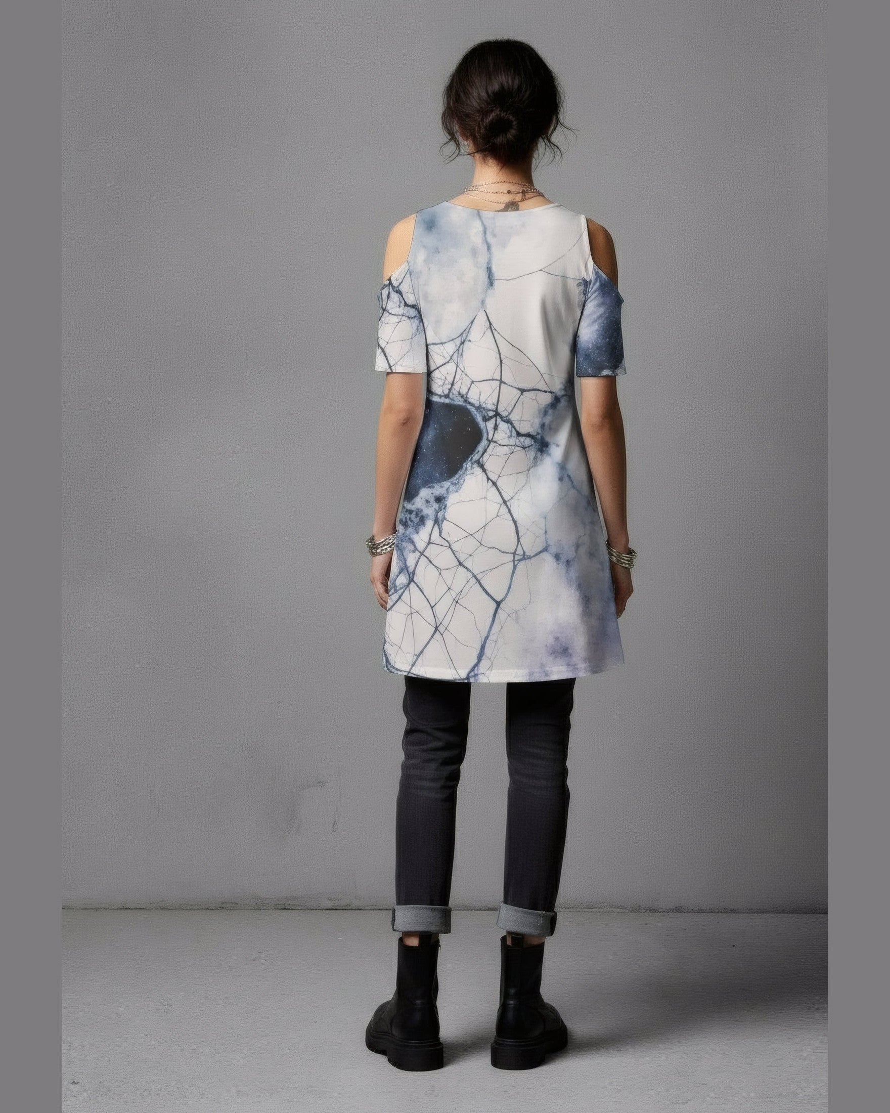 FROSTBITE by Riffhaus - Cold Shoulder Dress 100% Cotton - Aurora Frozen Riff