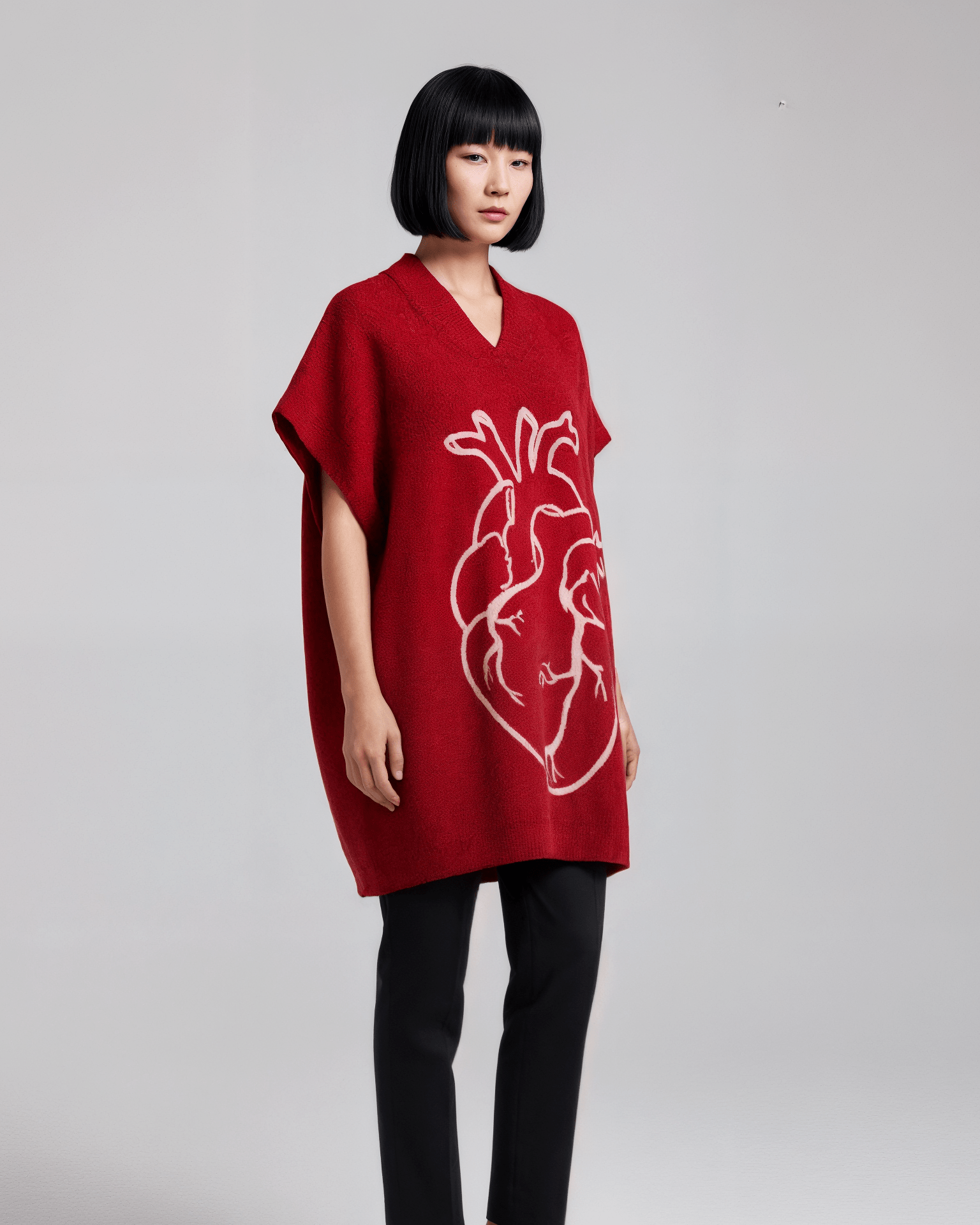 FROZEN HEART by Riffhaus - Wool Jacquard Oversized Vest/Dress - Aurora Frozen Riff