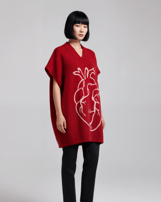 FROZEN HEART by Riffhaus - Wool Jacquard Oversized Vest/Dress - Aurora Frozen Riff