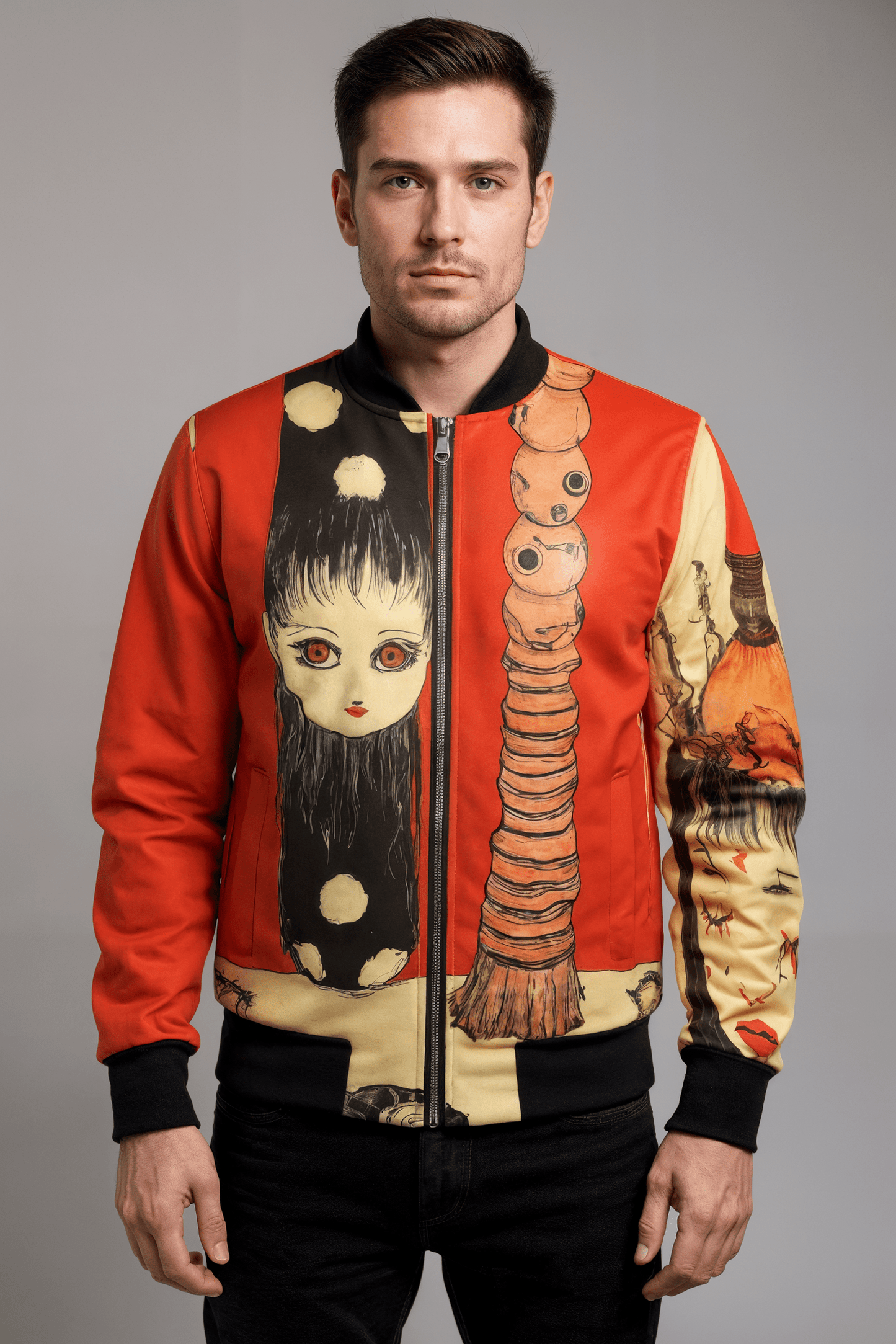 SAD WOMEN by Riffhaus - Unisex REVERSIBLE Bomber – Silk/Cotton - Statement Print Japanese Breakfast Melancholy Riff