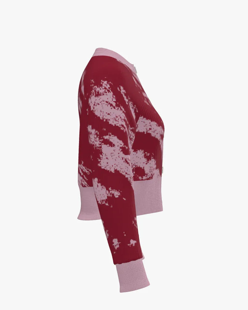 Riff Haus Women's Cropped Cardigan - 4th of July - Marbled Steak Knit