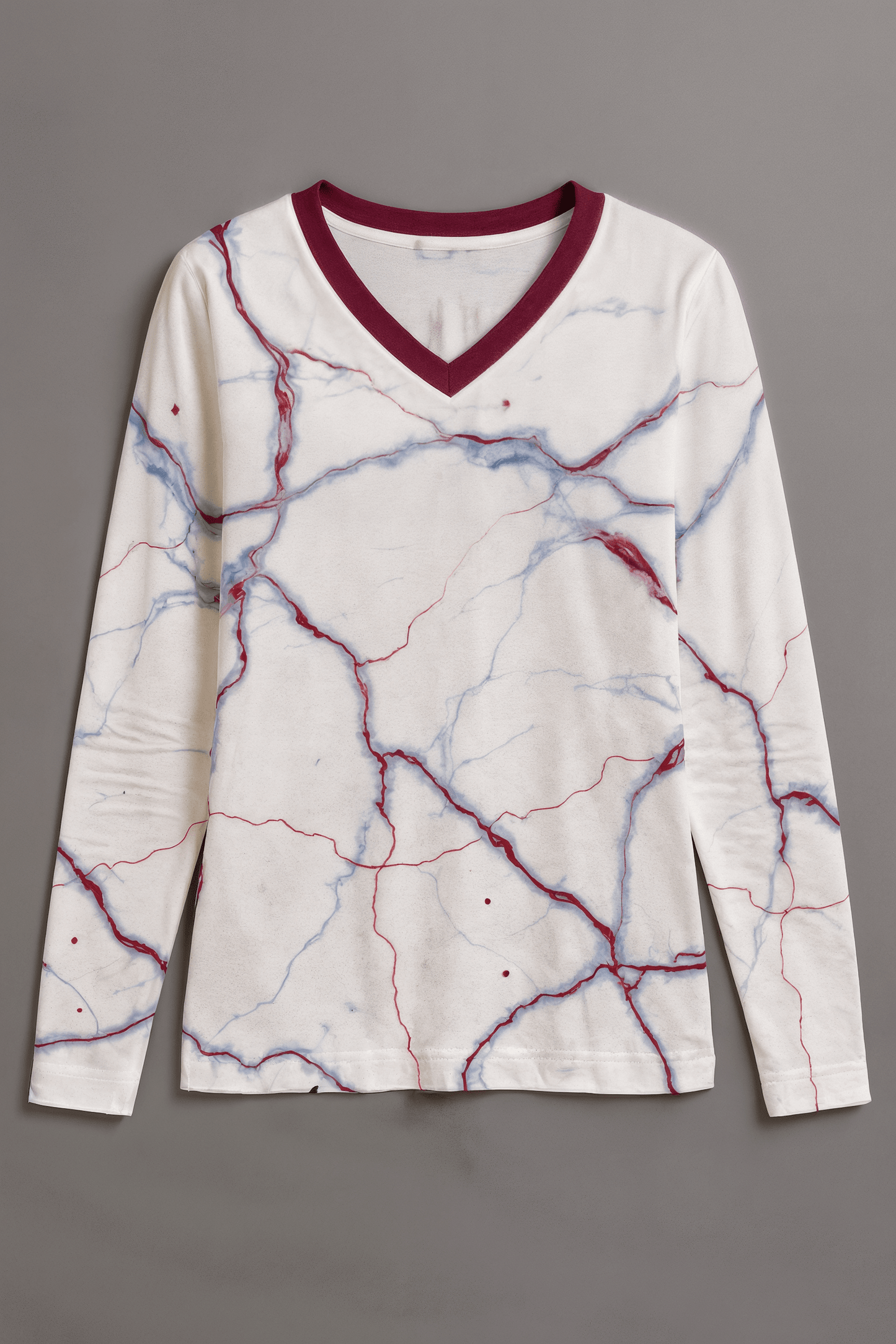 CRACKED by Riffhaus - Women's Loose V-Neck T-Shirt With Long Sleeve - Sofia Isella Riff