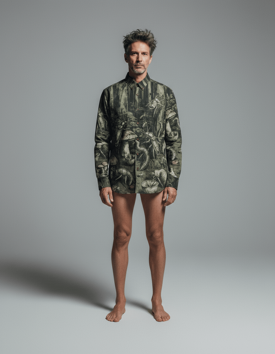 DEEP FOREST - Cotton Men's Casual Lapel Long Sleeve Shirt #GARDEN