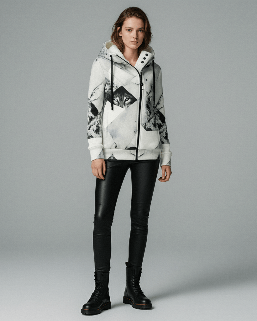 WOLVES by Riffhaus - Hoodie Jacket w/ Fleece Lining + Asymmetric Zipper  #FROZEN