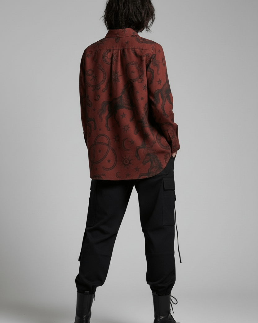 POSSESSED STALLION by Riffhaus – Men's Long Sleeve Cotton Shirt - Florence + The Machine Riff