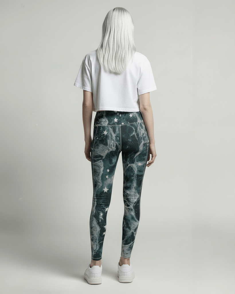 LAST STAR by Riffhaus - Functional Women's Yoga Leggings With Side Pockets - Aurora Frozen Riff