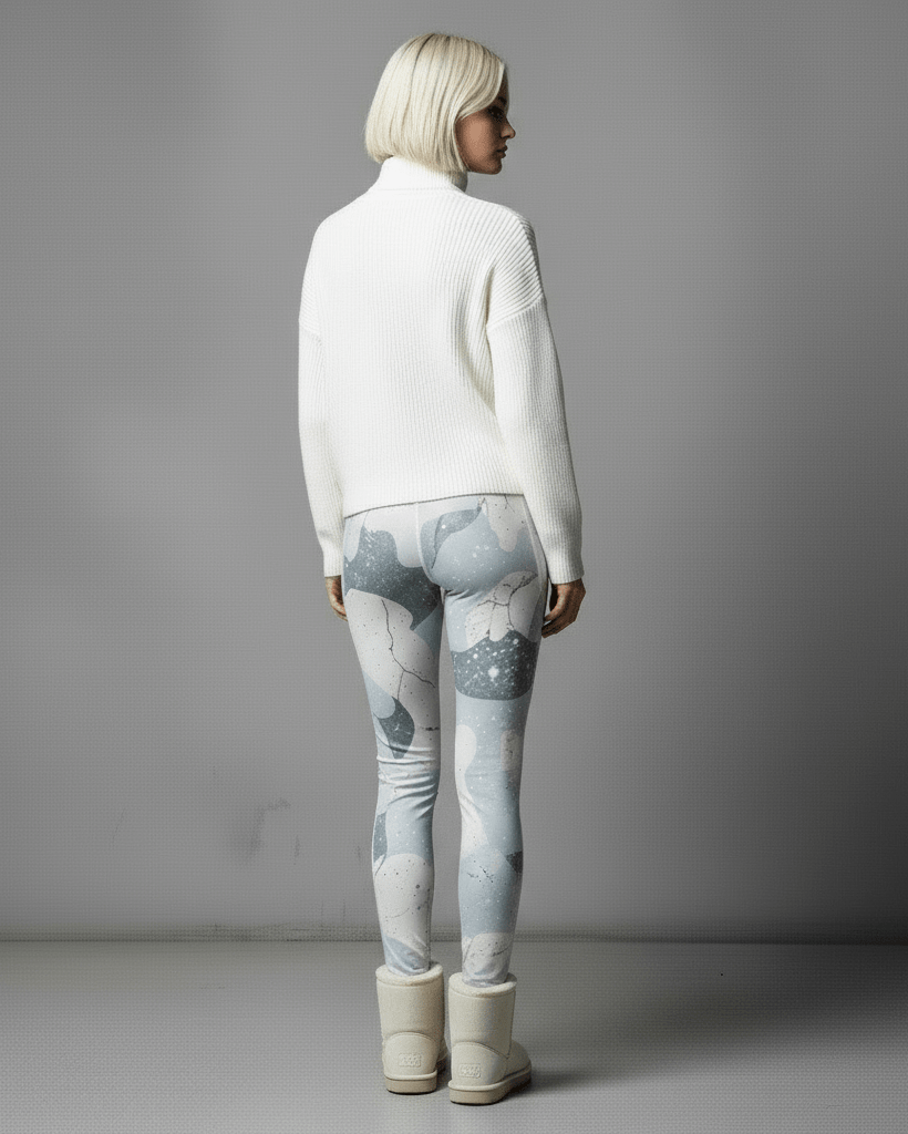 SNOW CAMOUFLAGE by Riffhaus - Functional Women's Yoga Leggings With Pockets - Aurora Frozen Riff