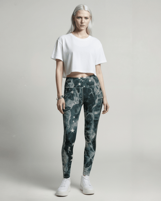 LAST STAR by Riffhaus - Functional Women's Yoga Leggings With Side Pockets - Aurora Frozen Riff