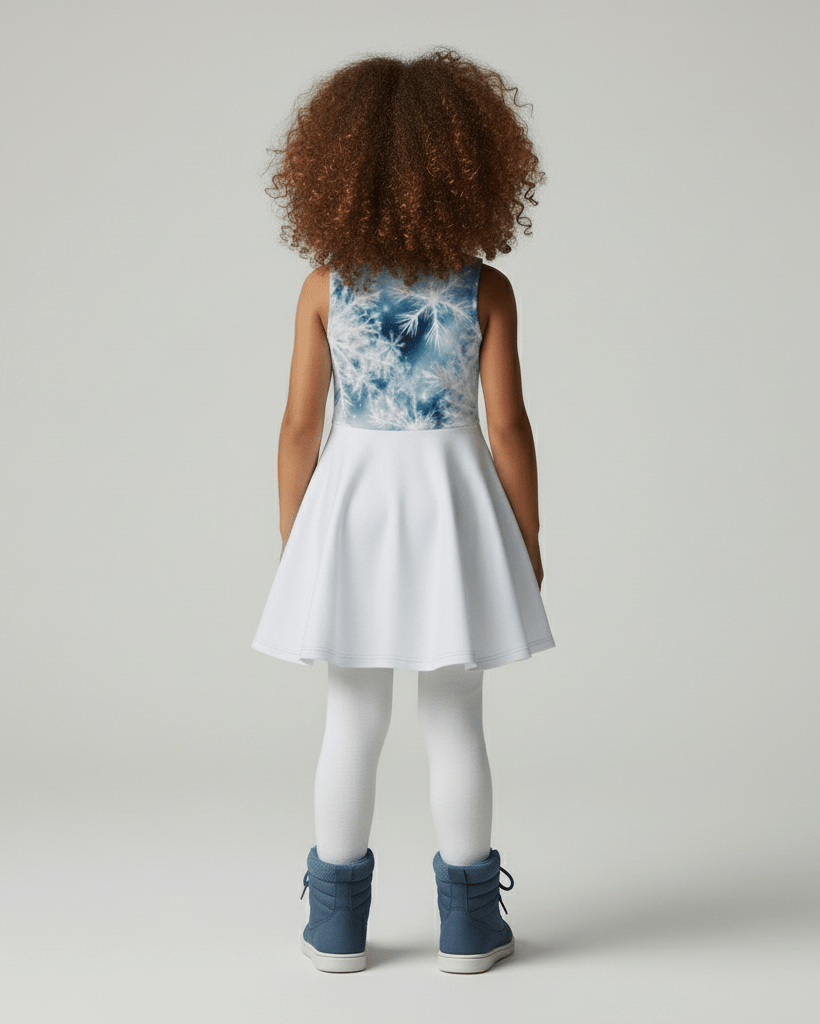 SNOW FLAKE Mommy & Me - Kid's Sleeveless Vest Dress - Aurora Frozen Riff