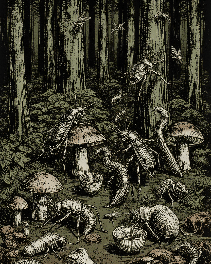 DEEP FOREST by Riffhaus - Men's Short Sleeve T-shirt With Button Closure - Sofia Isella Riff