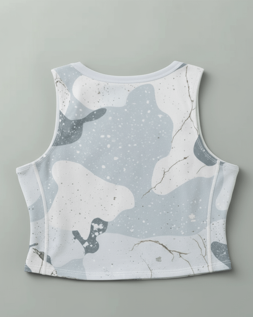 SNOW CAMOUFLAGE by Riffhaus - High-Stretch Short Women's Tank Top - Aurora Frozen Riff