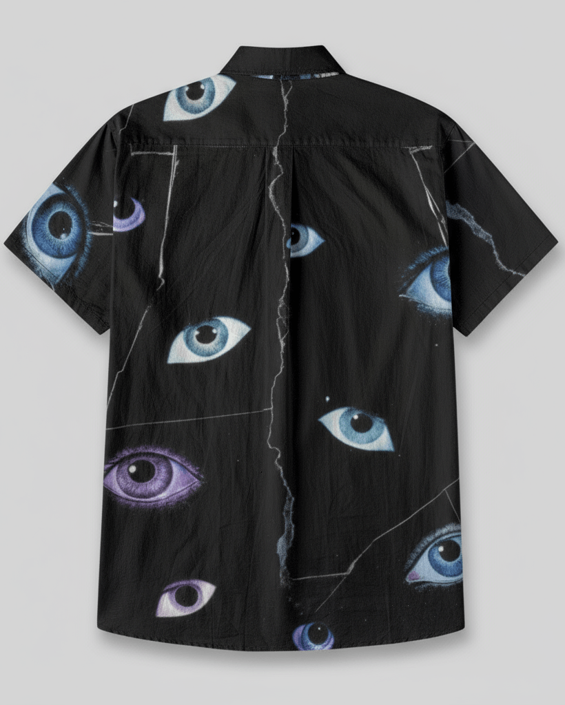 EYES OPEN by Riffhaus - Unisex Breathable Cotton Shirt - Aurora Frozen Riff