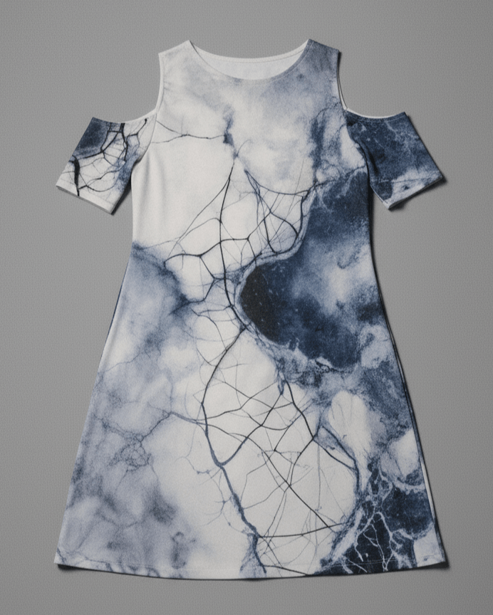 FROSTBITE by Riffhaus - Cold Shoulder Dress 100% Cotton - Aurora Frozen Riff