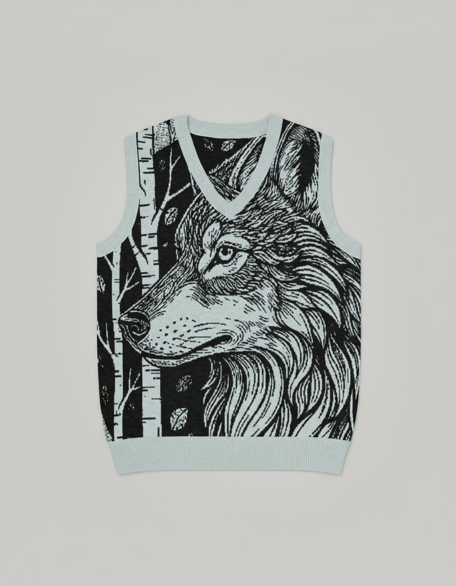 WOLFES - Knit V-neck vest - Riff on Aurora
