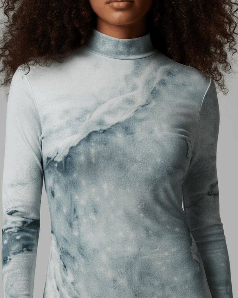 RIVER by Riffhaus - Mock Turtleneck Dress - Aurora Frozen Riff