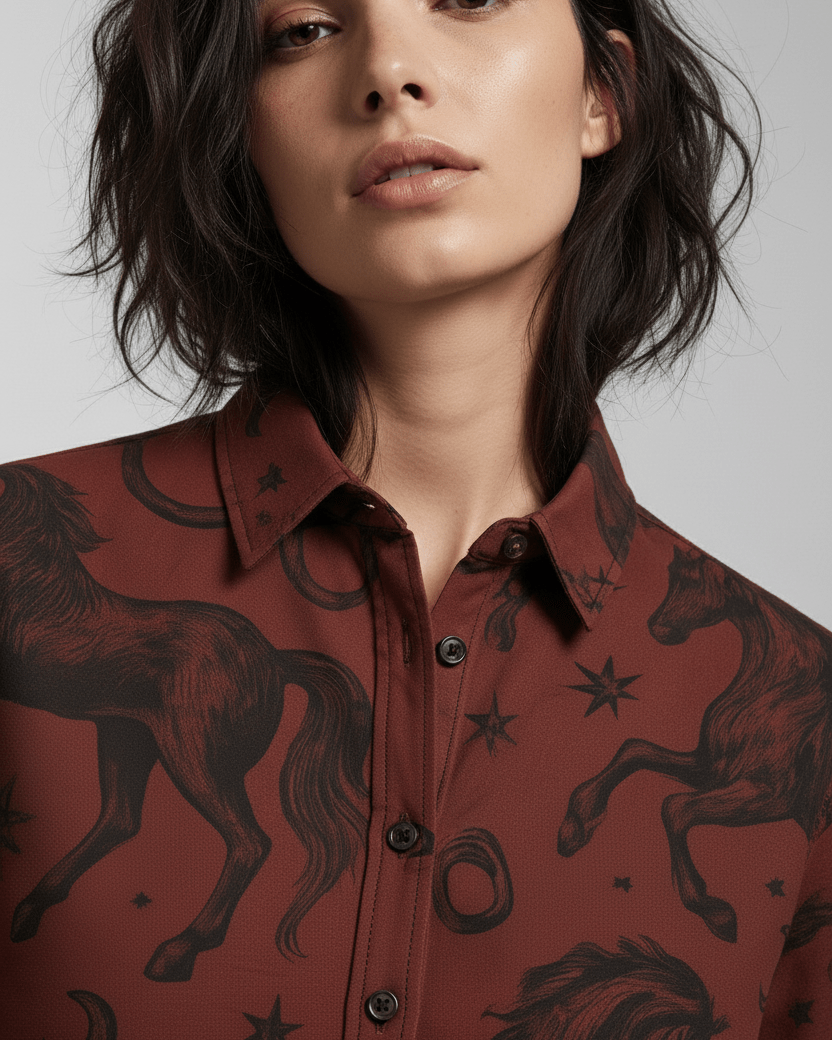 POSSESSED STALLION by Riffhaus – Men's Long Sleeve Cotton Shirt - Florence + The Machine Riff