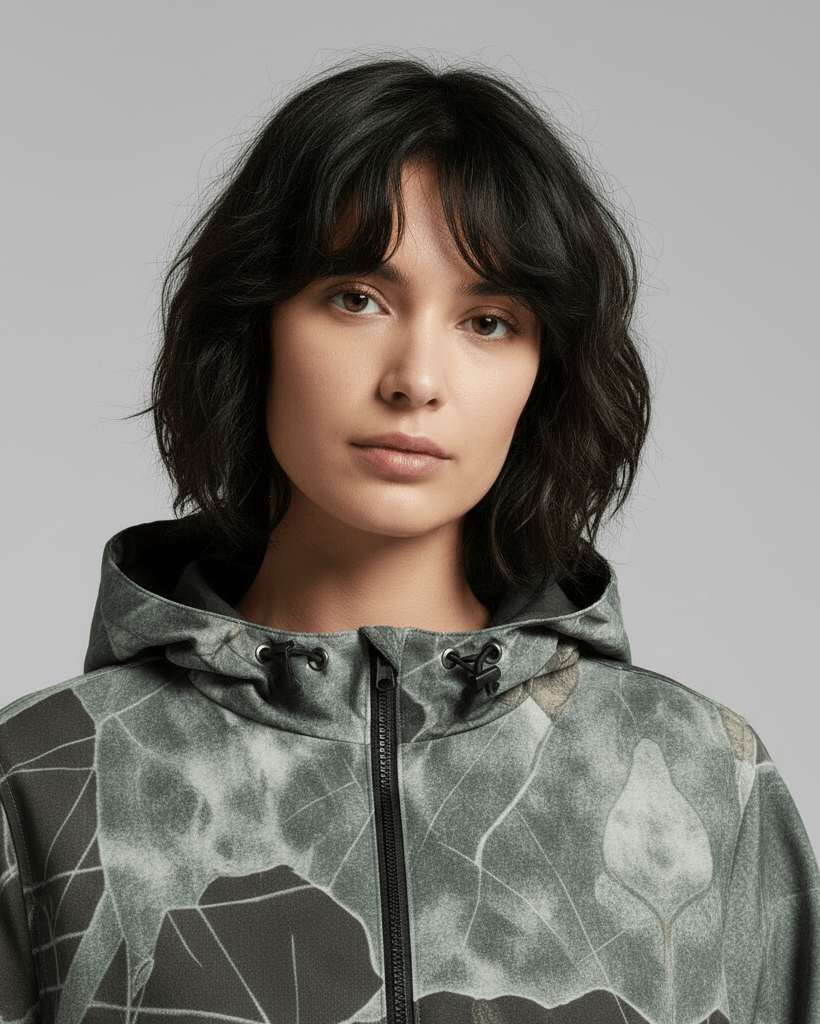 LAST FISH by Riffhaus - Urban Minimalist Cotton Twill Jacket - Aurora Frozen Riff