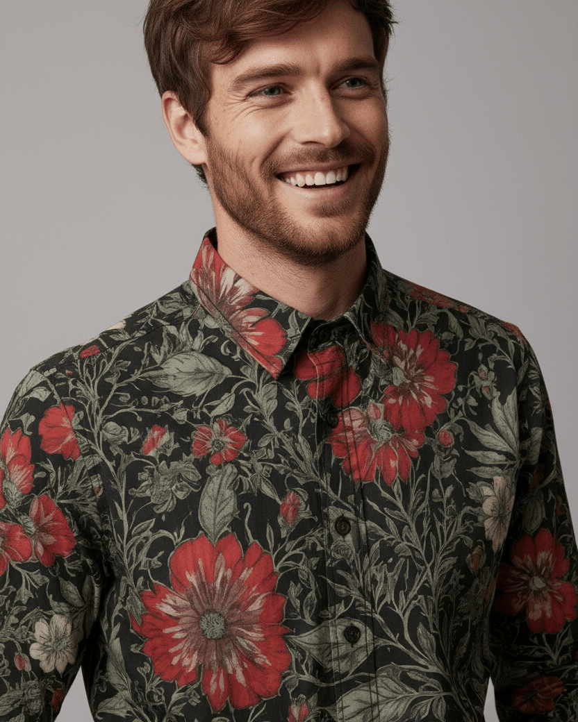 POSSESSION - Men's Casual Lapel Long Cotton Sleeve Shirt - Florence + The Machine Riff