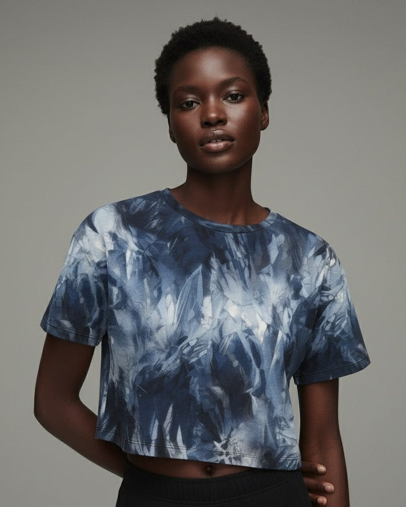 CRYSTAL by Riffhaus - Cropped T-shirt 100% Cotton - Aurora Frozen Riff