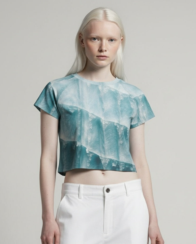 GLACIER by Riffhaus - Women's Raglan Cropped T-shirt - Frozen Aurora Riff