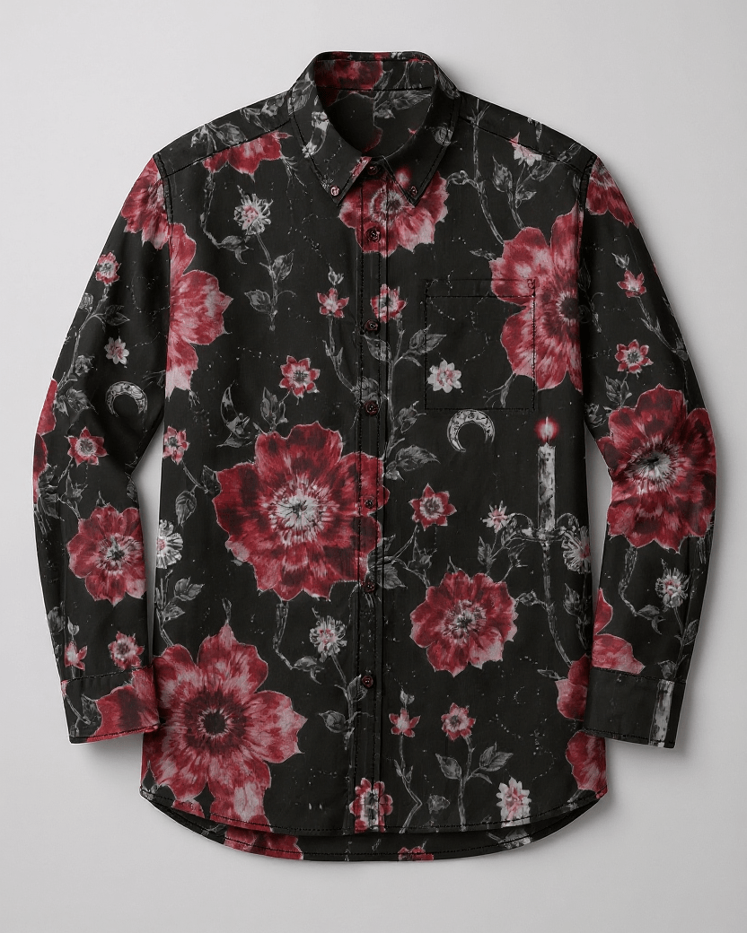 THISTLE by Riffhaus - Men's Casual Lapel Long Sleeve Cotton Shirt - Florence + The Machine Riff
