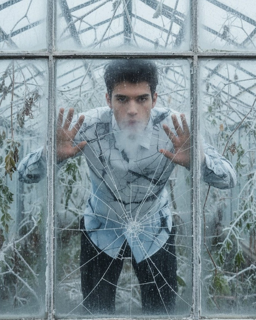 CRACKED by Riffhaus - Men's Lapel Collar Shirt With Concealed Placket - Aurora Frozen Riff