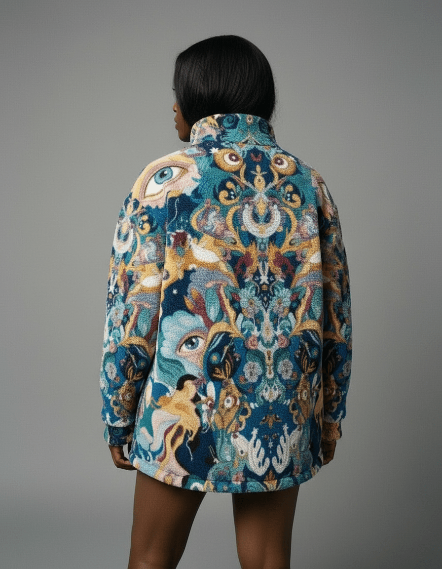 ISAAC by Riffhaus - Unisex Borg Fleece Stand-up Collar Coat With Zipper Closure