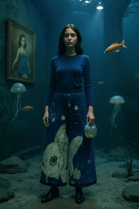 KNITTED FISH by Riffhaus - Women's Culottes - Knitted Fish Statement Design Japanese Breakfast Melancholy Riff