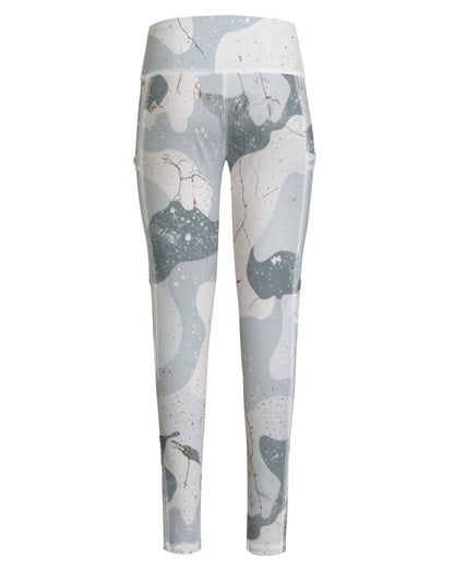 SNOW CAMOUFLAGE by Riffhaus - Functional Women's Yoga Leggings With Pockets - Aurora Frozen Riff