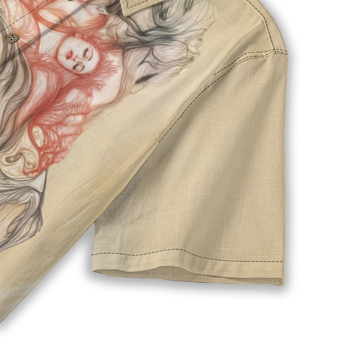 Riff Haus Women's Slub Cotton Shirt | Regular Fit | Sad Woman Abstract Art Print