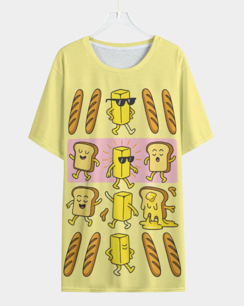 Riff Haus Men's Butter Yellow T-Shirt with Fun Print | Loose Fit | Jersey Fabric