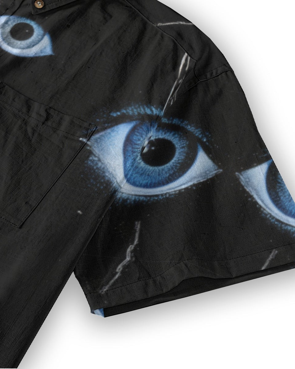 EYES OPEN by Riffhaus - Unisex Breathable Cotton Shirt - Aurora Frozen Riff