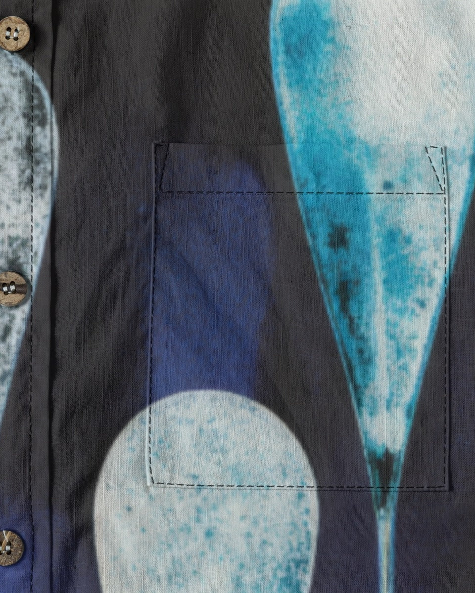 TEARS by Riffhaus - Casual Lapel Long Sleeve Shirt 100% Cotton - Aurora Frozen Riff