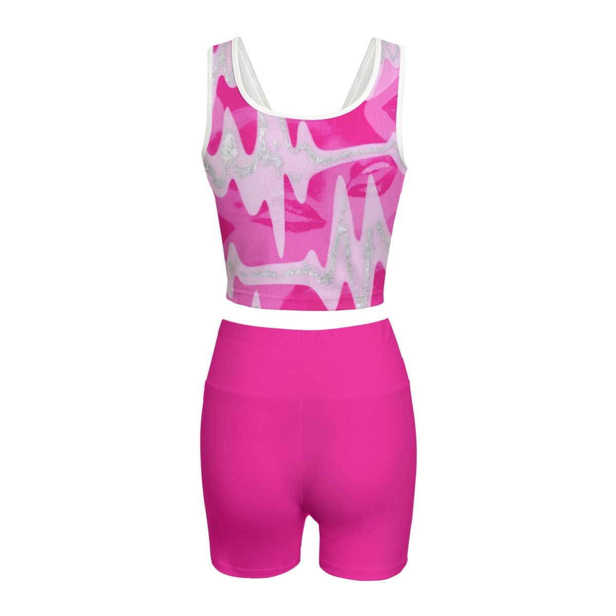 Riff Haus Women's Yoga Set - Pink Energy Sofi Tukker Print with High Waist & Stretch Fabric