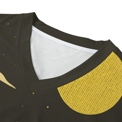 Riff Haus Eco-Friendly Men's V-Neck Galaxy Print T-Shirt, rPET Fabric, Relaxed Fit