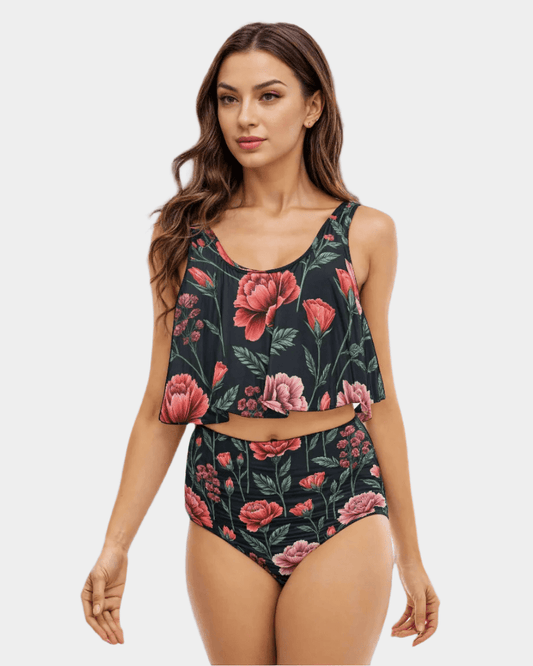 Ruffled Bikini - Graping Carnations