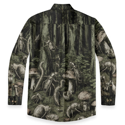 DEEP FOREST - Cotton Men's Casual Lapel Long Sleeve Shirt #GARDEN