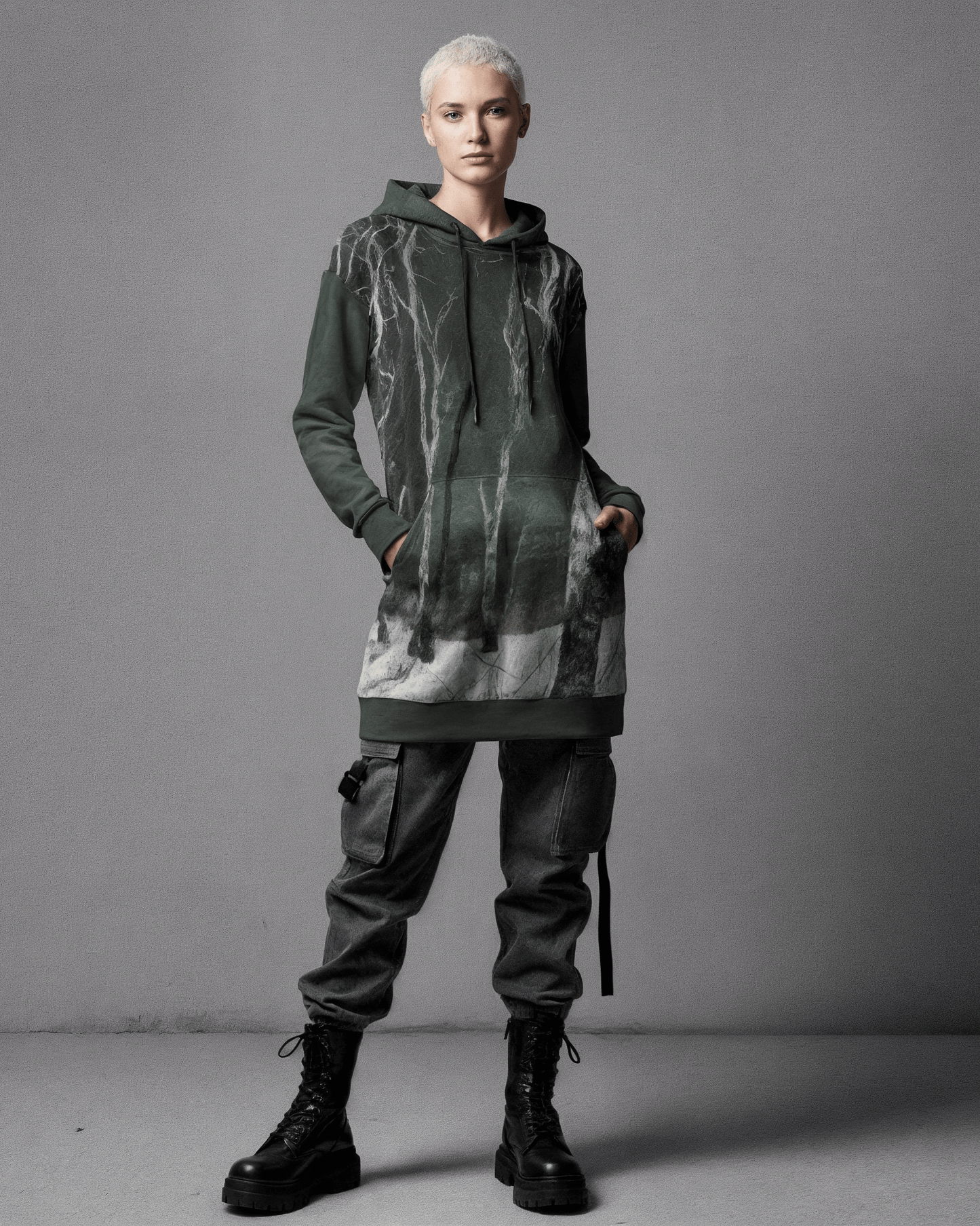 LAST TREES by Riffhaus - Women's Long Hoodie - Aurora Frozen Riff