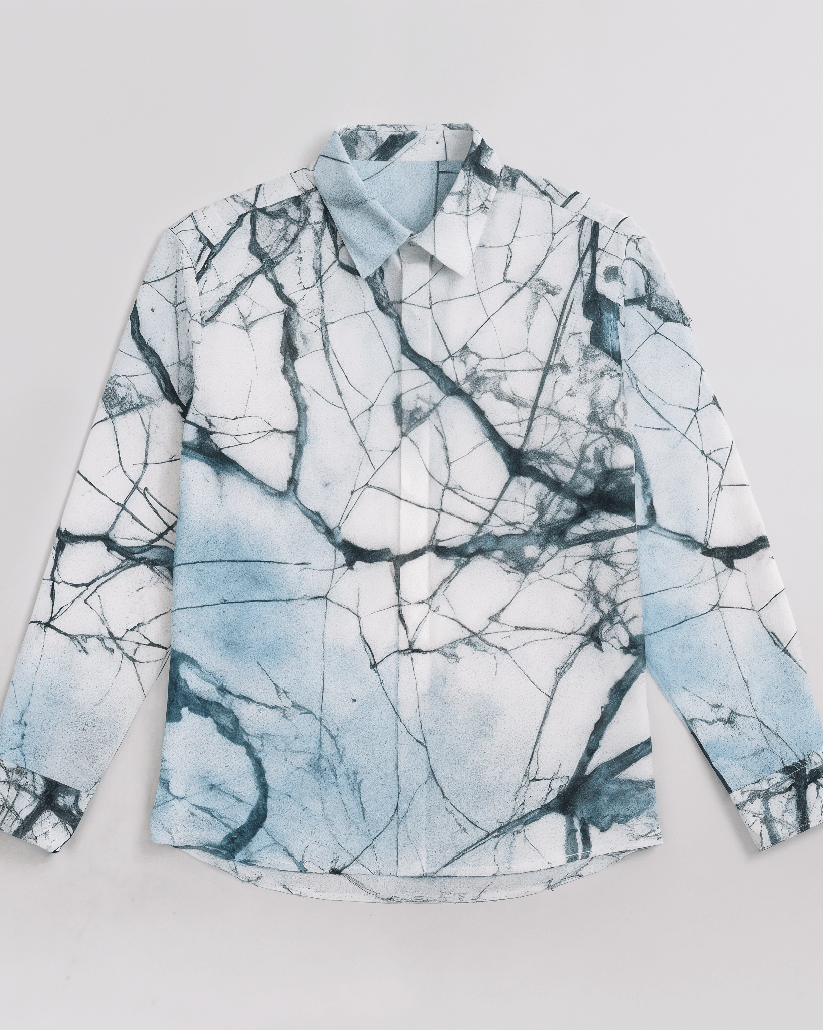 CRACKED by Riffhaus - Men's Lapel Collar Shirt With Concealed Placket - Aurora Frozen Riff