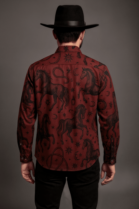 POSSESSED STALLION by Riffhaus – Men's Long Sleeve Cotton Shirt - Florence + The Machine Riff