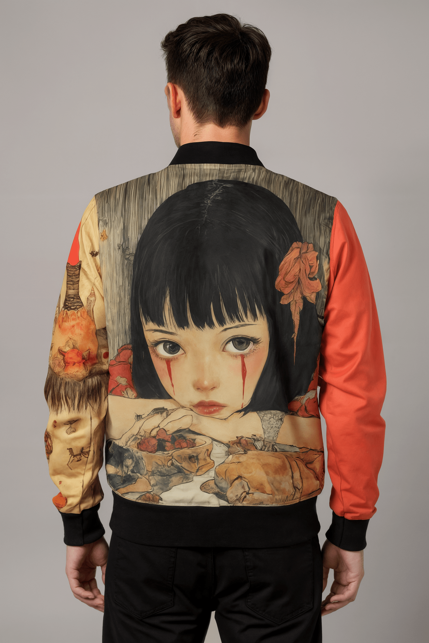 SAD WOMEN by Riffhaus - Unisex REVERSIBLE Bomber – Silk/Cotton - Statement Print Japanese Breakfast Melancholy Riff