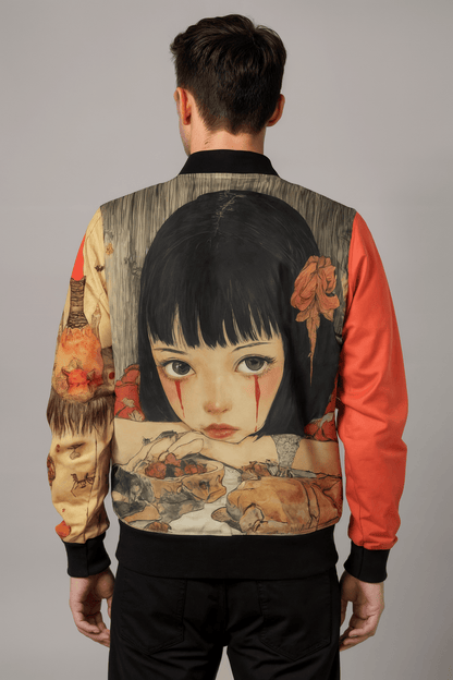 SAD WOMEN by Riffhaus - Unisex REVERSIBLE Bomber – Silk/Cotton - Statement Print Japanese Breakfast Melancholy Riff