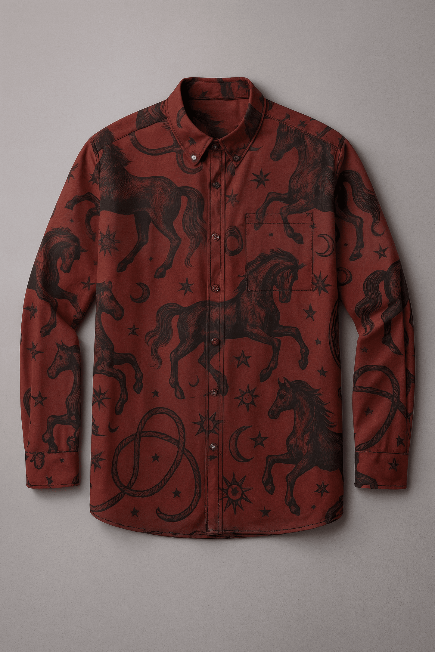 POSSESSED STALLION by Riffhaus – Men's Long Sleeve Cotton Shirt - Florence + The Machine Riff